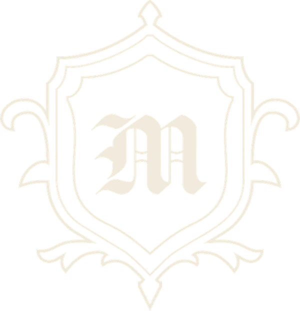 Brasão Marcante Club - escudo art déco com letra M gótica