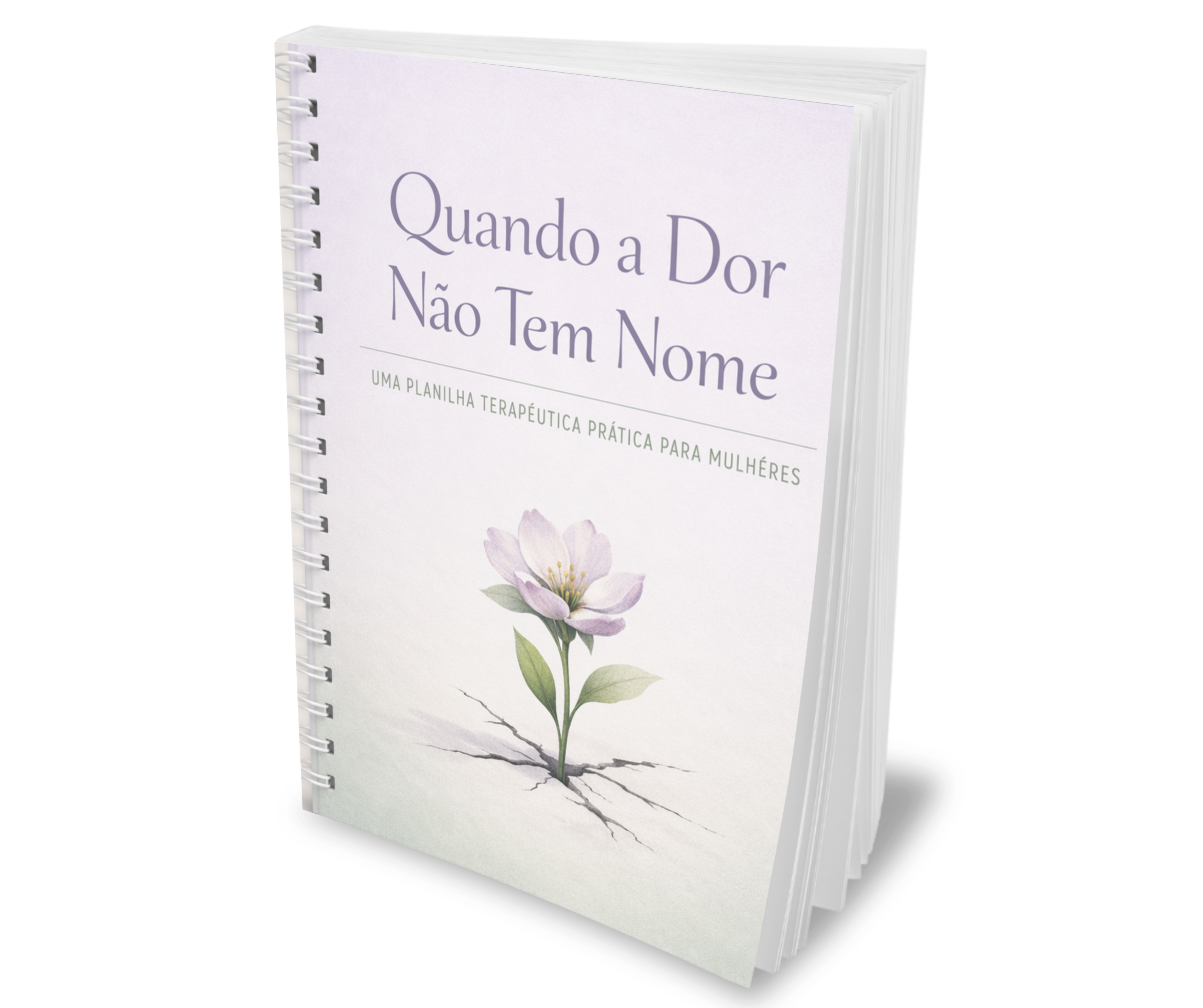 Mockup do caderno terapêutico digital Quando a Dor Não Tem Nome