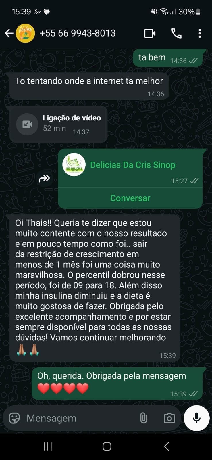 Mensagem original de Nathaly