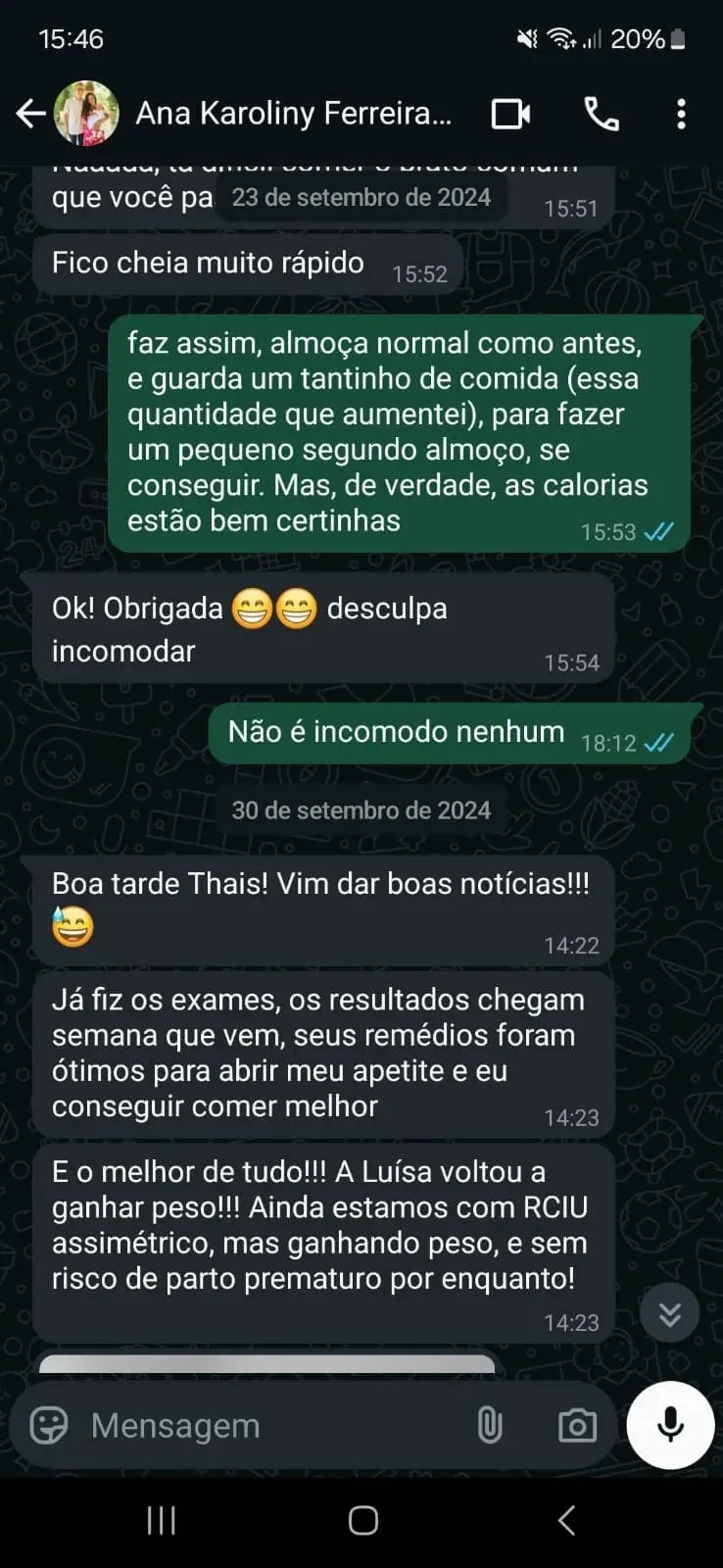 Mensagem original de Ana