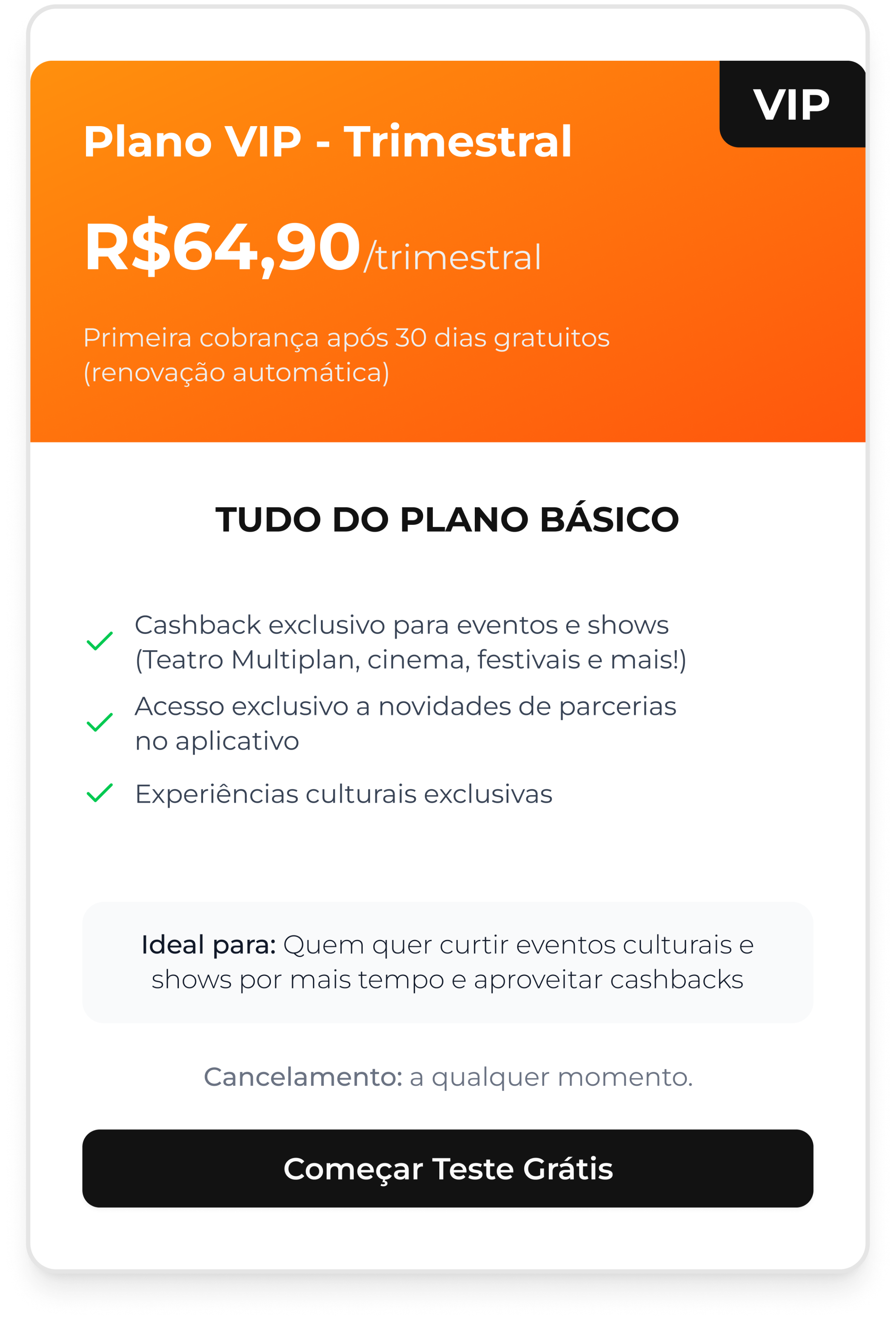 Plano VIP Trimestral