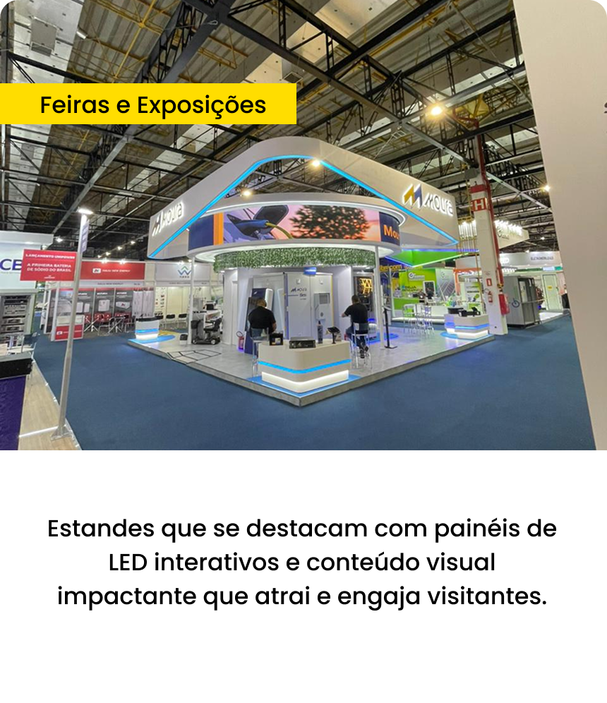 Estande de feira com painéis de LED