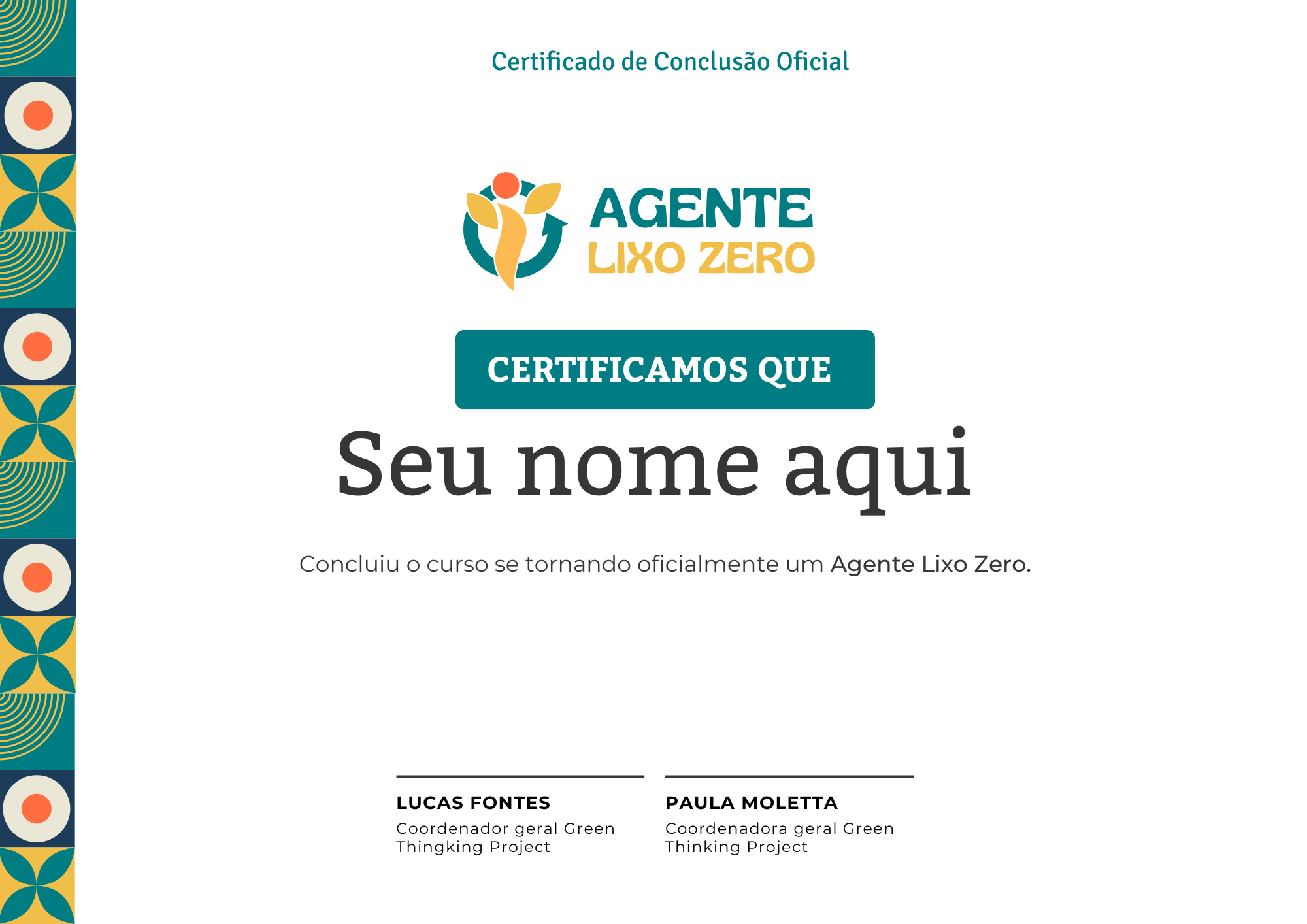 Certificado Agente Lixo Zero