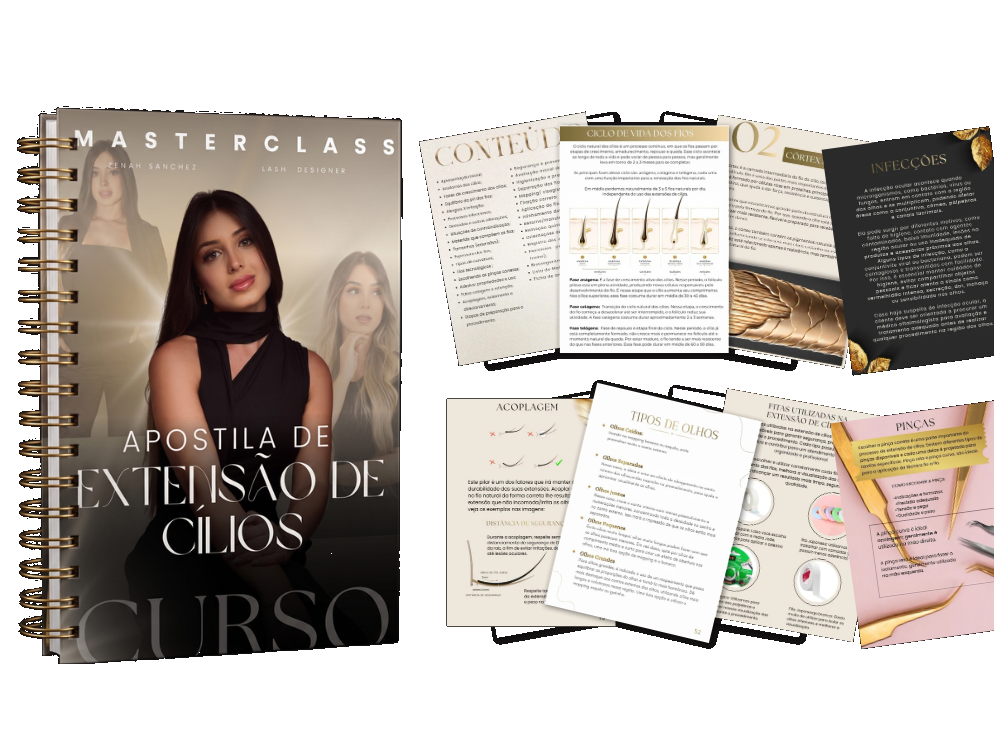 Mockup da apostila premium de cílios