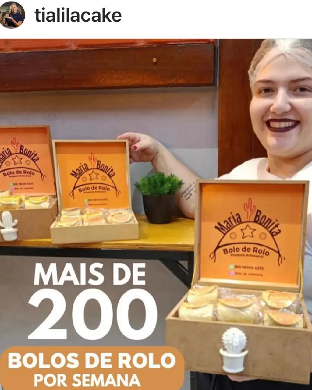 Maria Bonita Bolo de Rolo, aluna do curso Bolo de Rolo Descomplicado