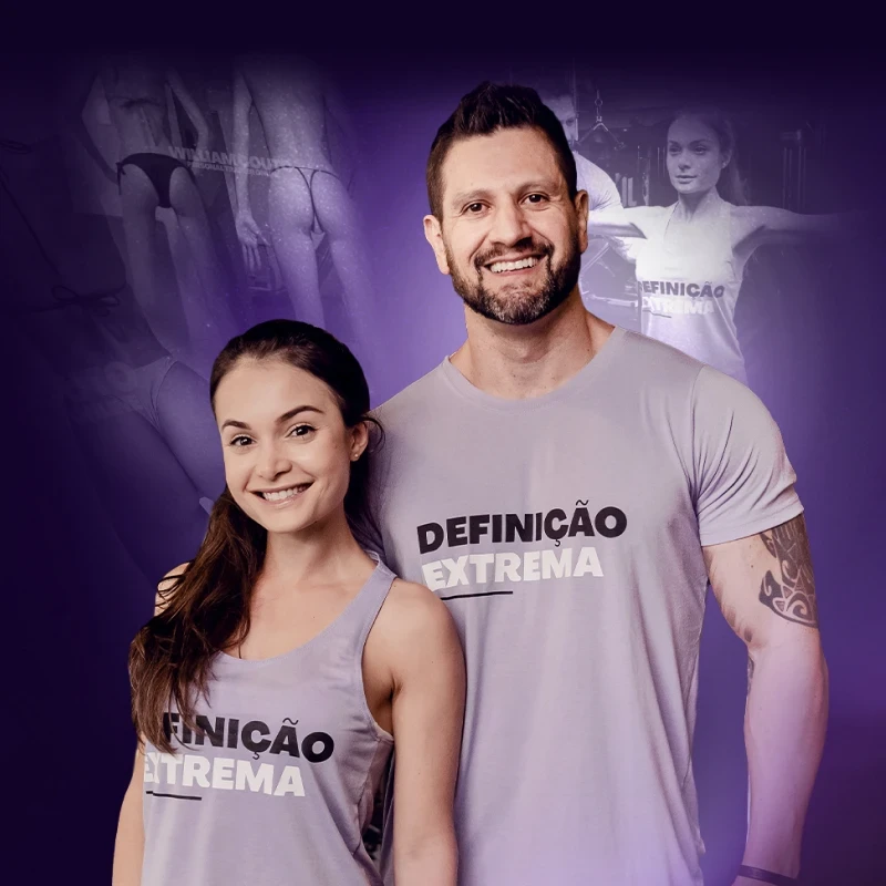 William Couto e aluna com a camiseta Definição Extrema