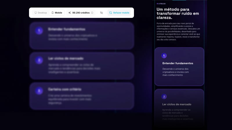 Reconstrução automática da versão mobile no editor do GreatPages