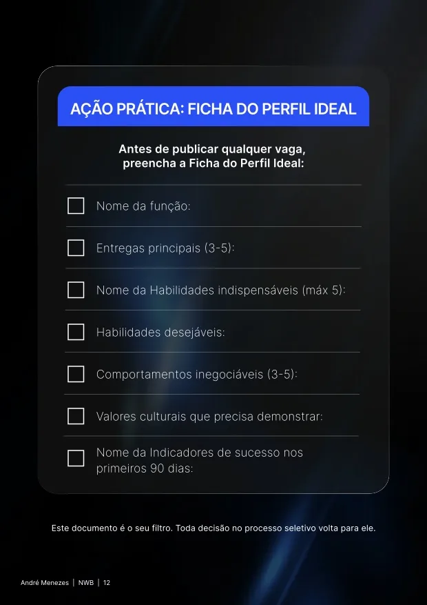 Página do manual: Ficha do perfil ideal