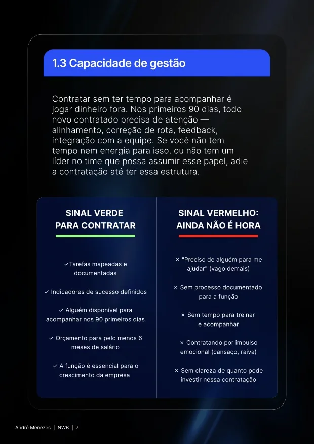 Página do manual: Capacidade de gestão