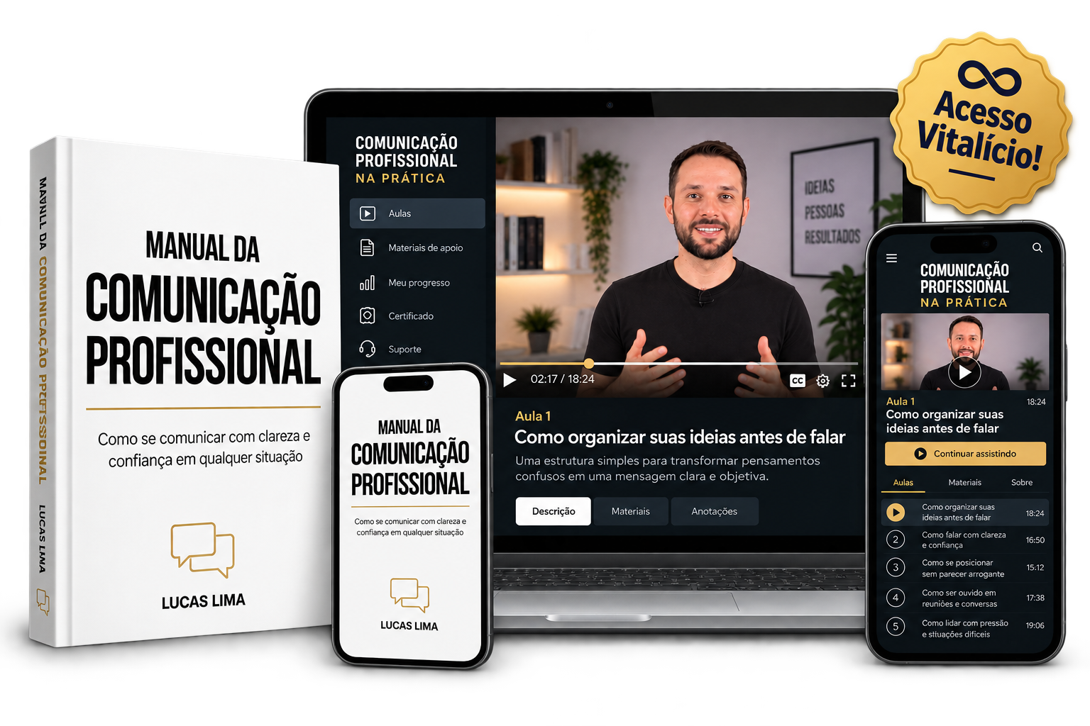Manual da Comunicação Profissional — livro digital, celular e área de membros