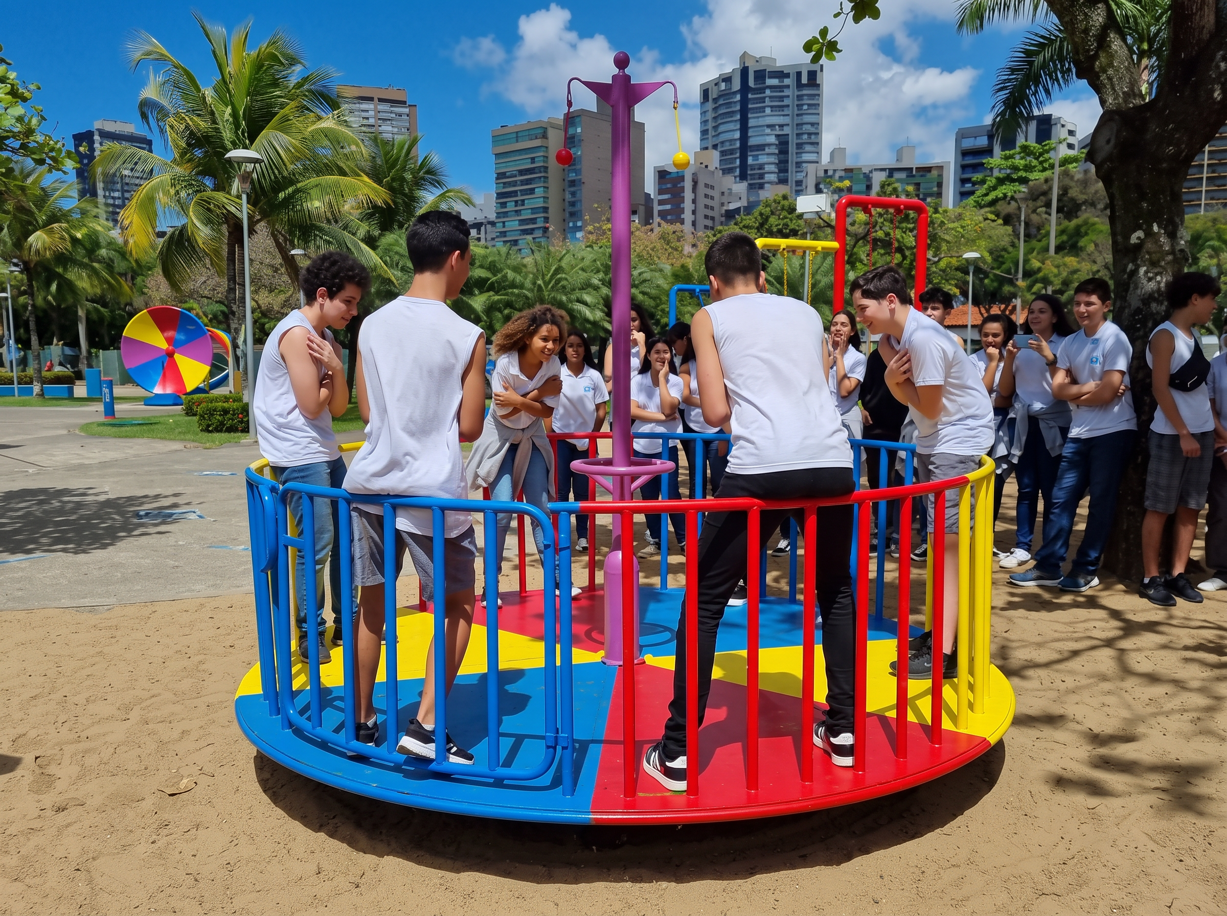 Playground com múltiplos brinquedos