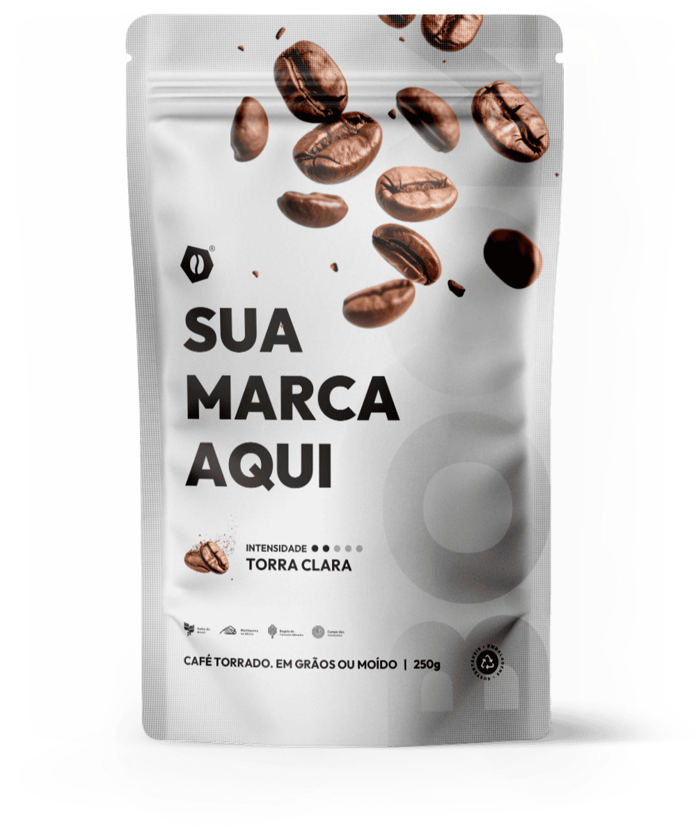 Embalagem de café 250g na cor prata fosco