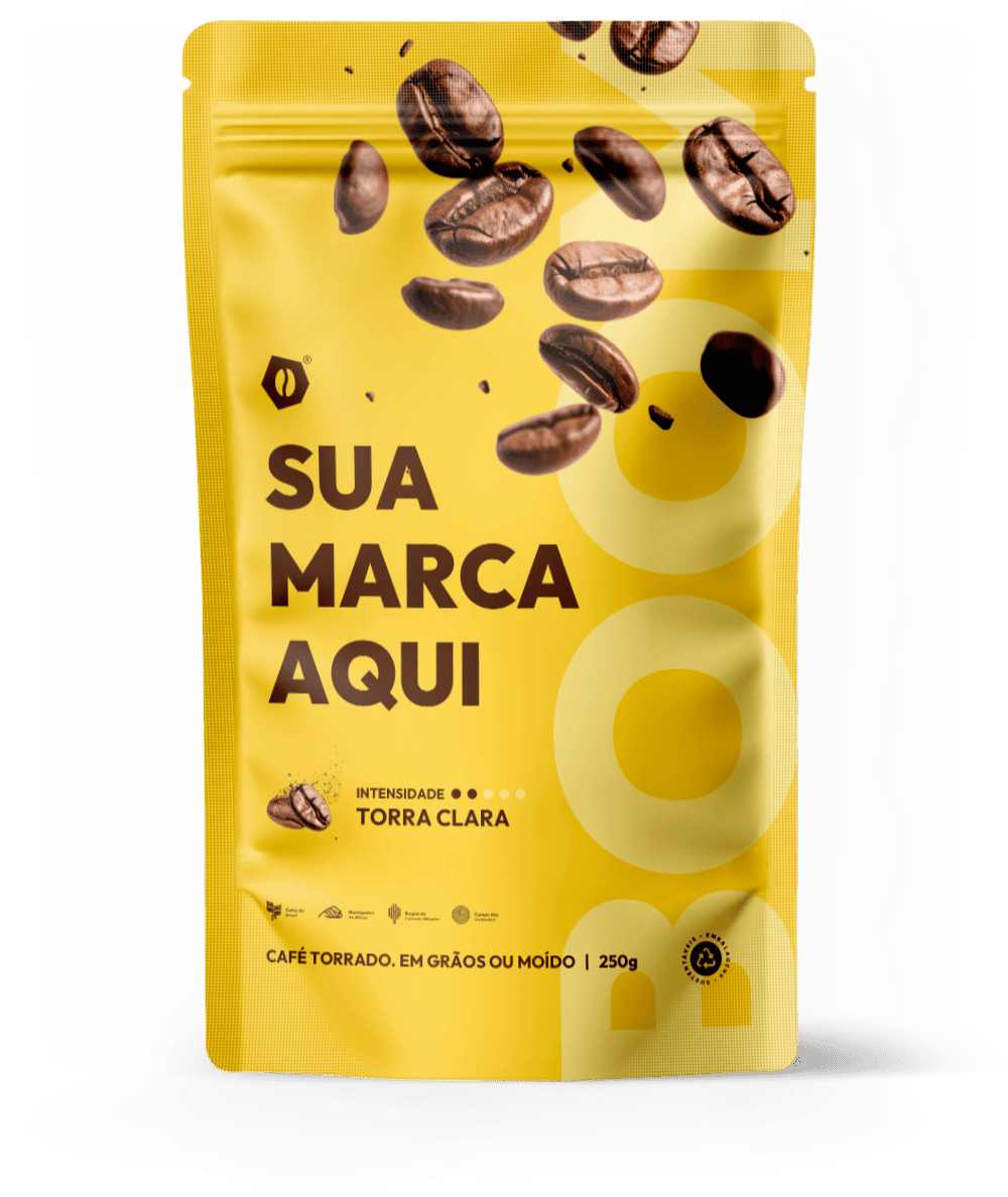Embalagem de café 250g na cor amarelo solar