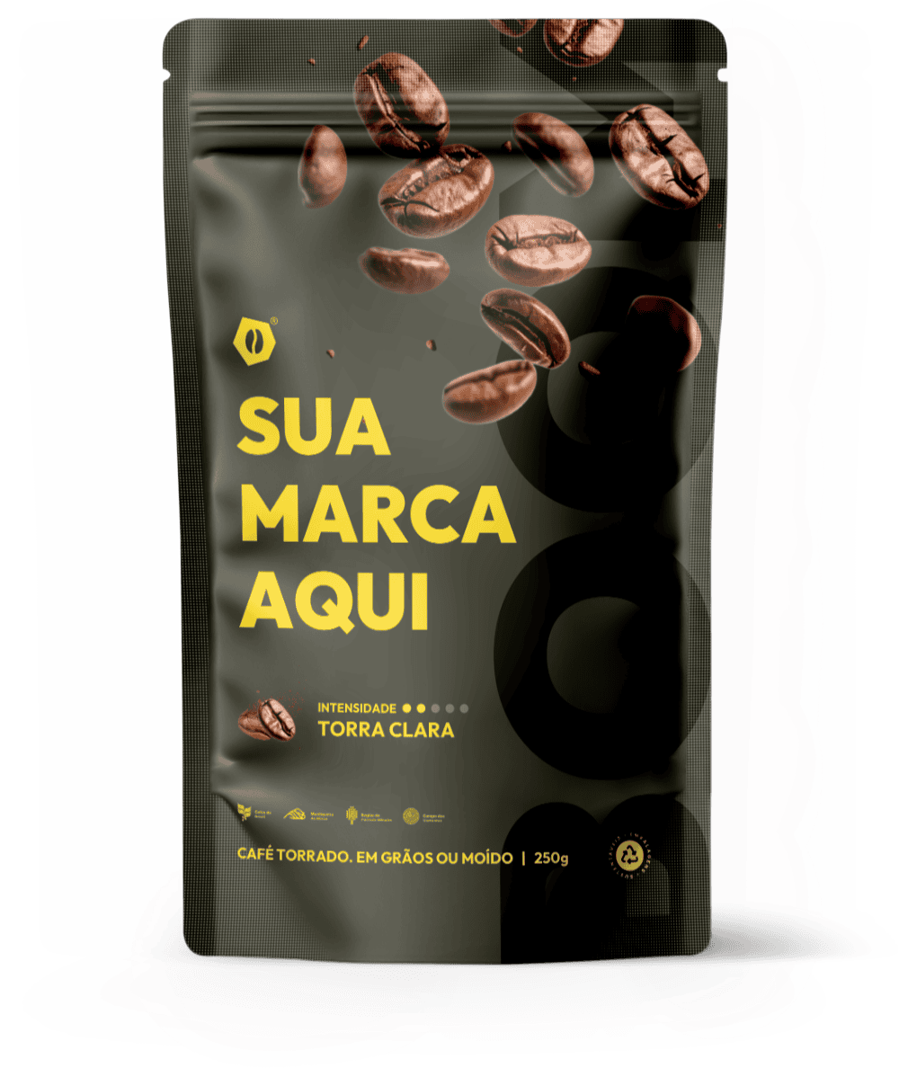 Embalagem de café 250g na cor verde militar