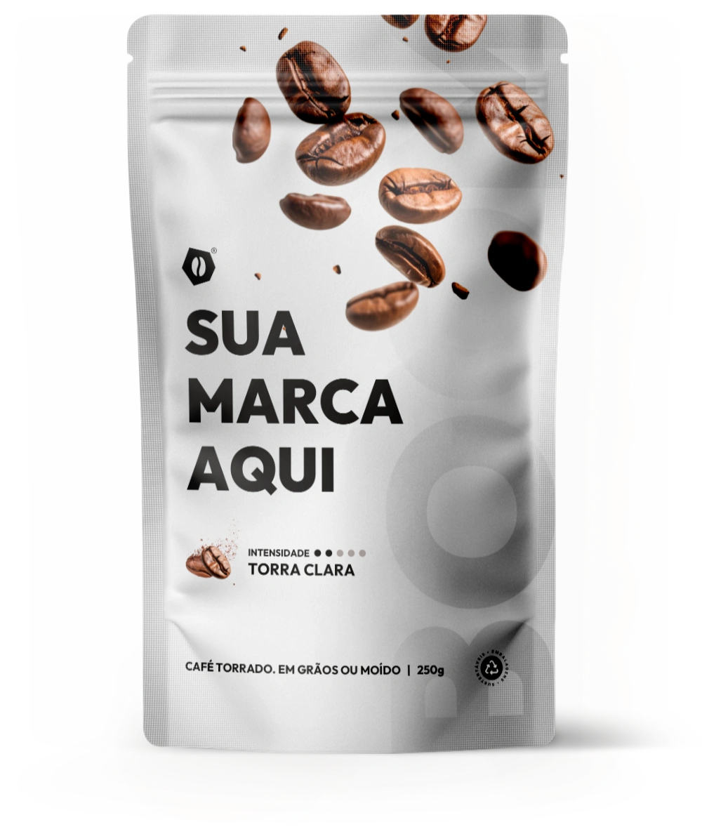 Embalagem de café 250g na cor prata fosco