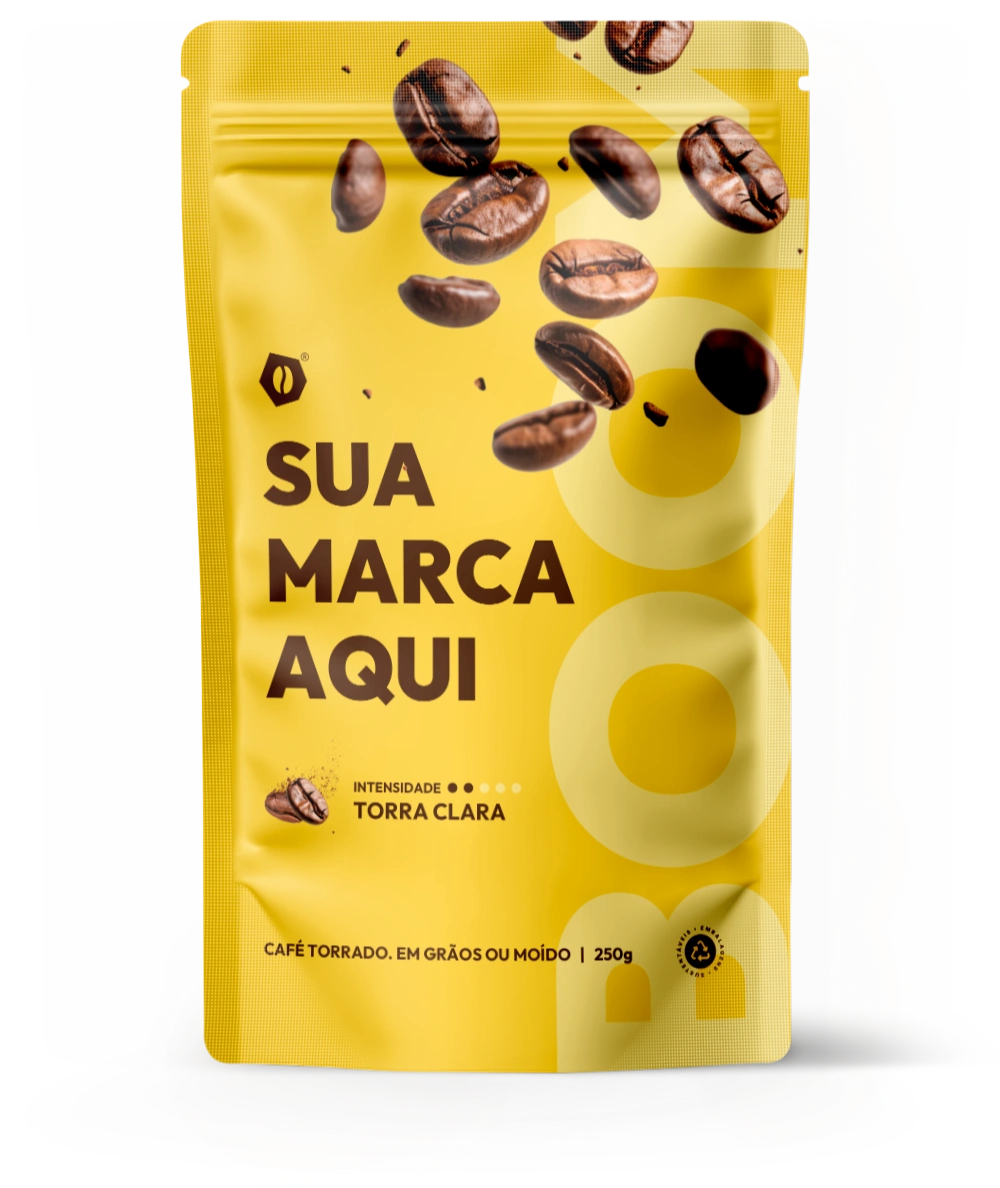 Embalagem de café 250g na cor amarelo solar