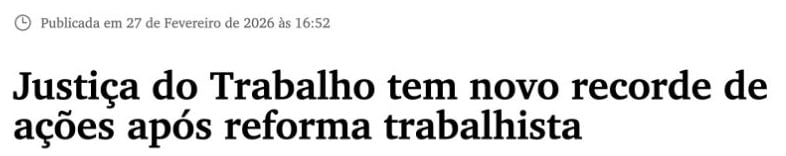 Print original do Jornal do Comércio: Justiça do Trabalho tem novo recorde de ações após reforma trabalhista