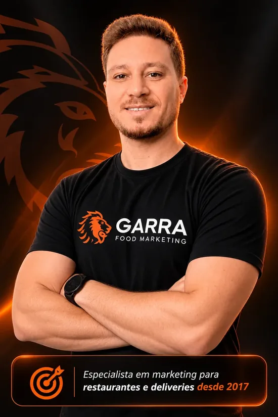 Ruan Caio, especialista em marketing para restaurantes e deliveries desde 2017, fundador da Garra Food Marketing