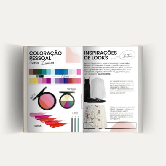 Páginas do projeto: coloração pessoal e inspirações de looks