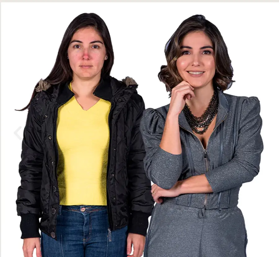 Antes e depois: do casaco preto por cima de tudo para um conjunto esportivo elegante