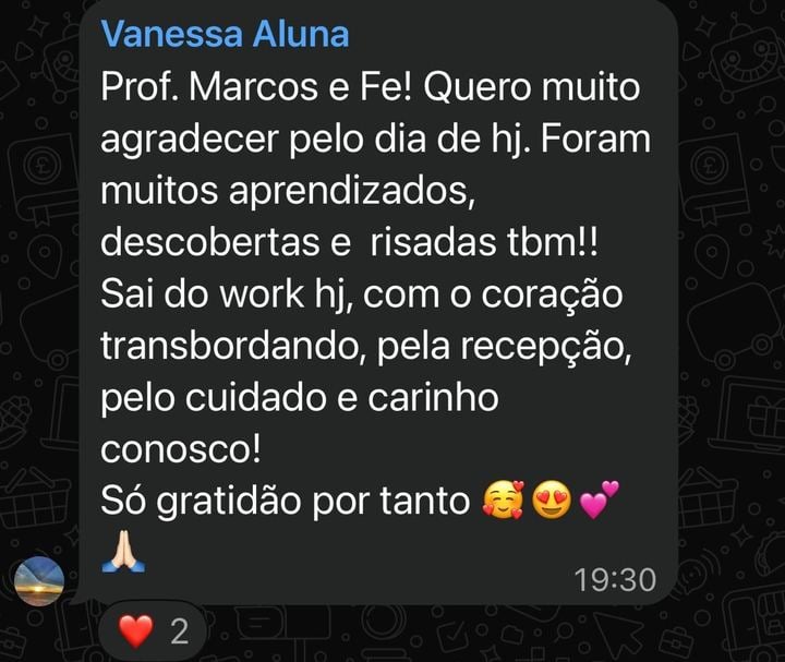 Print de depoimento da aluna Vanessa