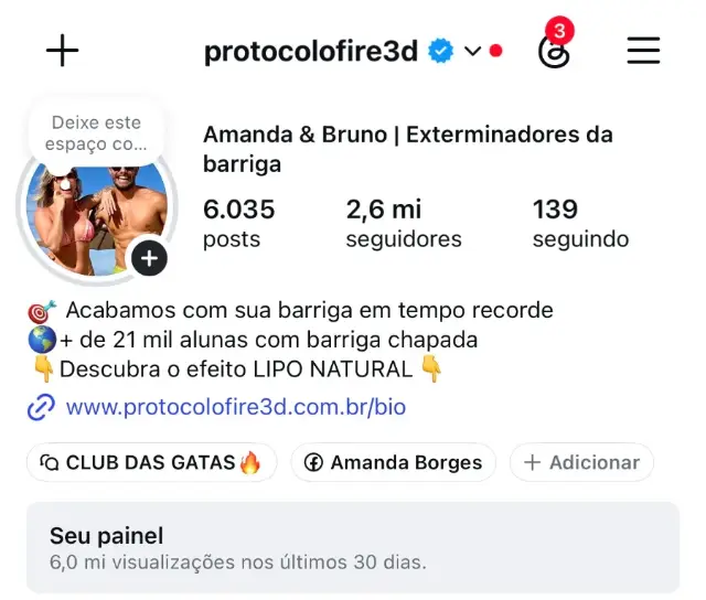 Perfil @protocolofire3d no Instagram: 6.035 posts, 2,6 mi seguidores, mais de 21 mil alunas