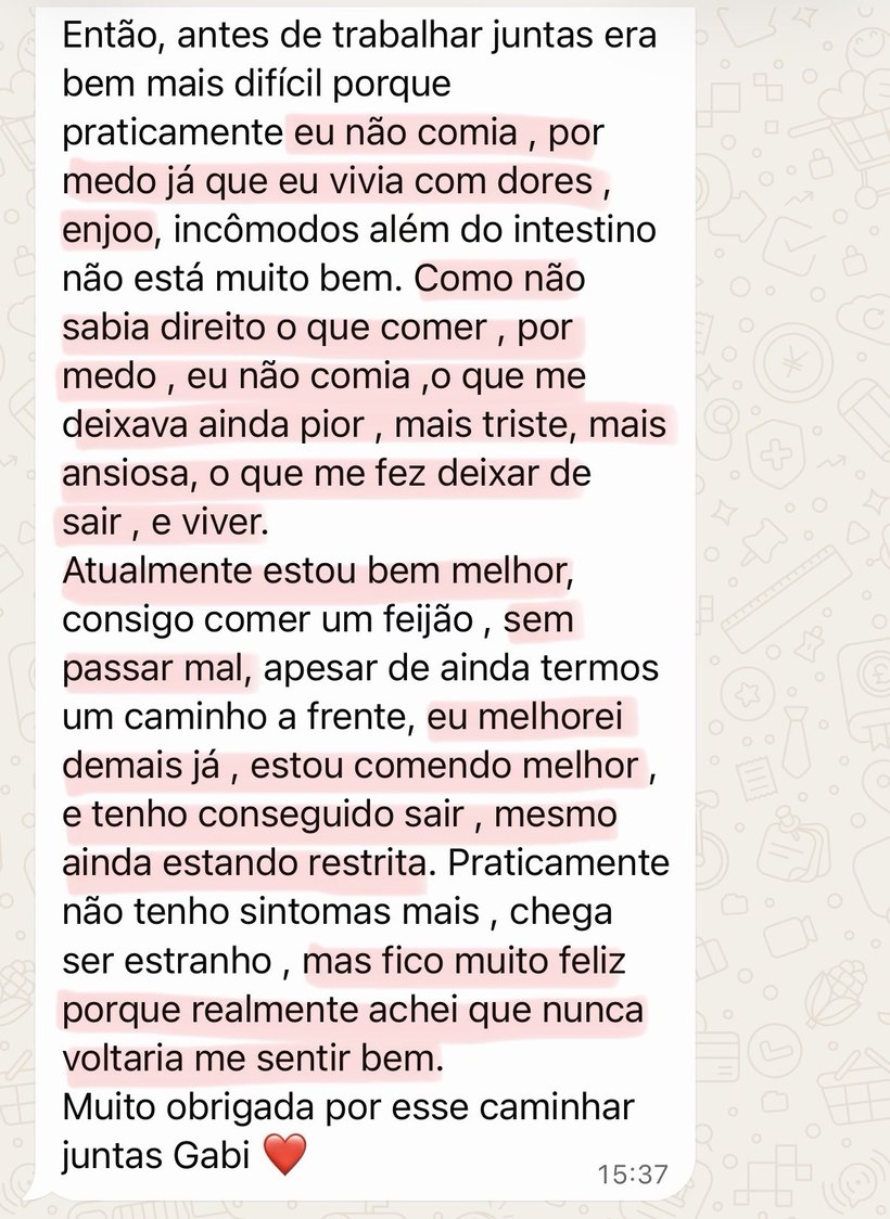 Relato real de uma aluna sobre o acompanhamento