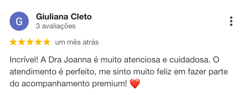 Depoimento 3 apresentado na página de Joanna Carollo