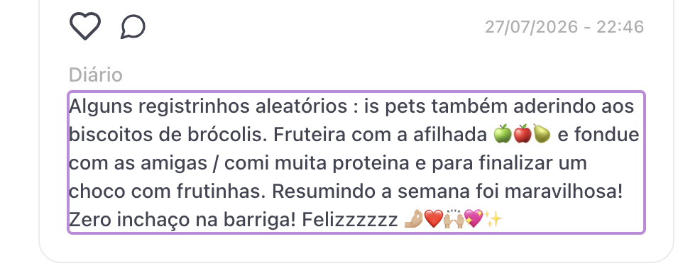 Relato de semana sem inchaço e com momentos sociais