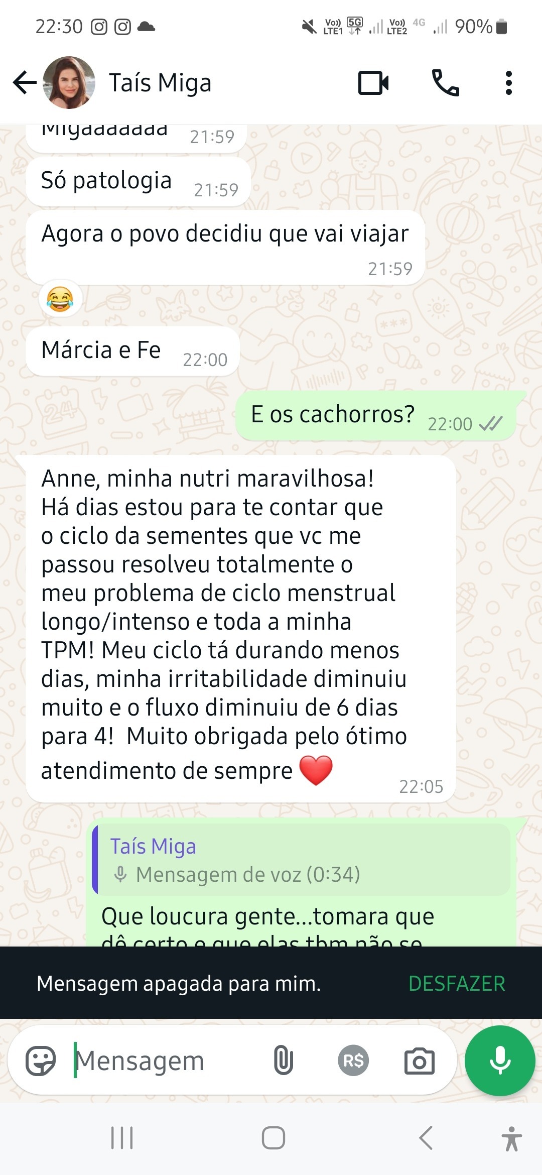 Depoimento 8 apresentado no site de Anne Viana
