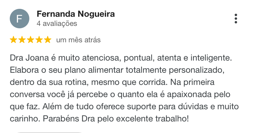 Depoimento 2 apresentado na página de Joanna Carollo