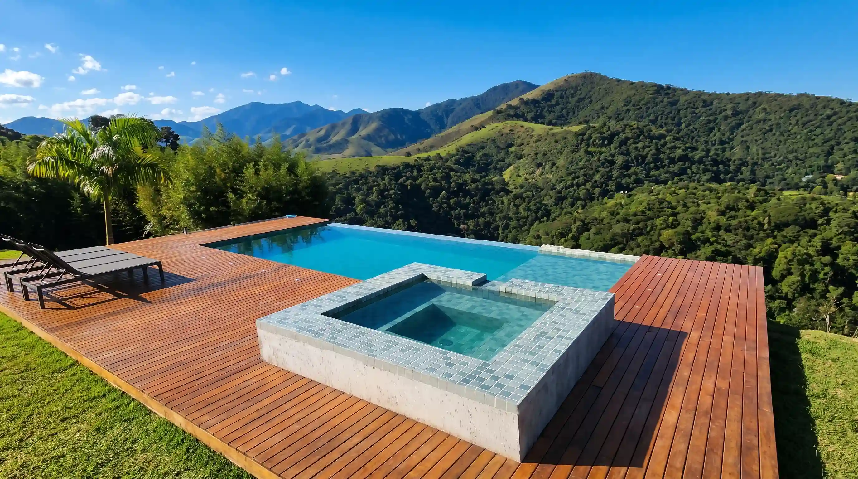 Piscina rodeada pelo paisagismo