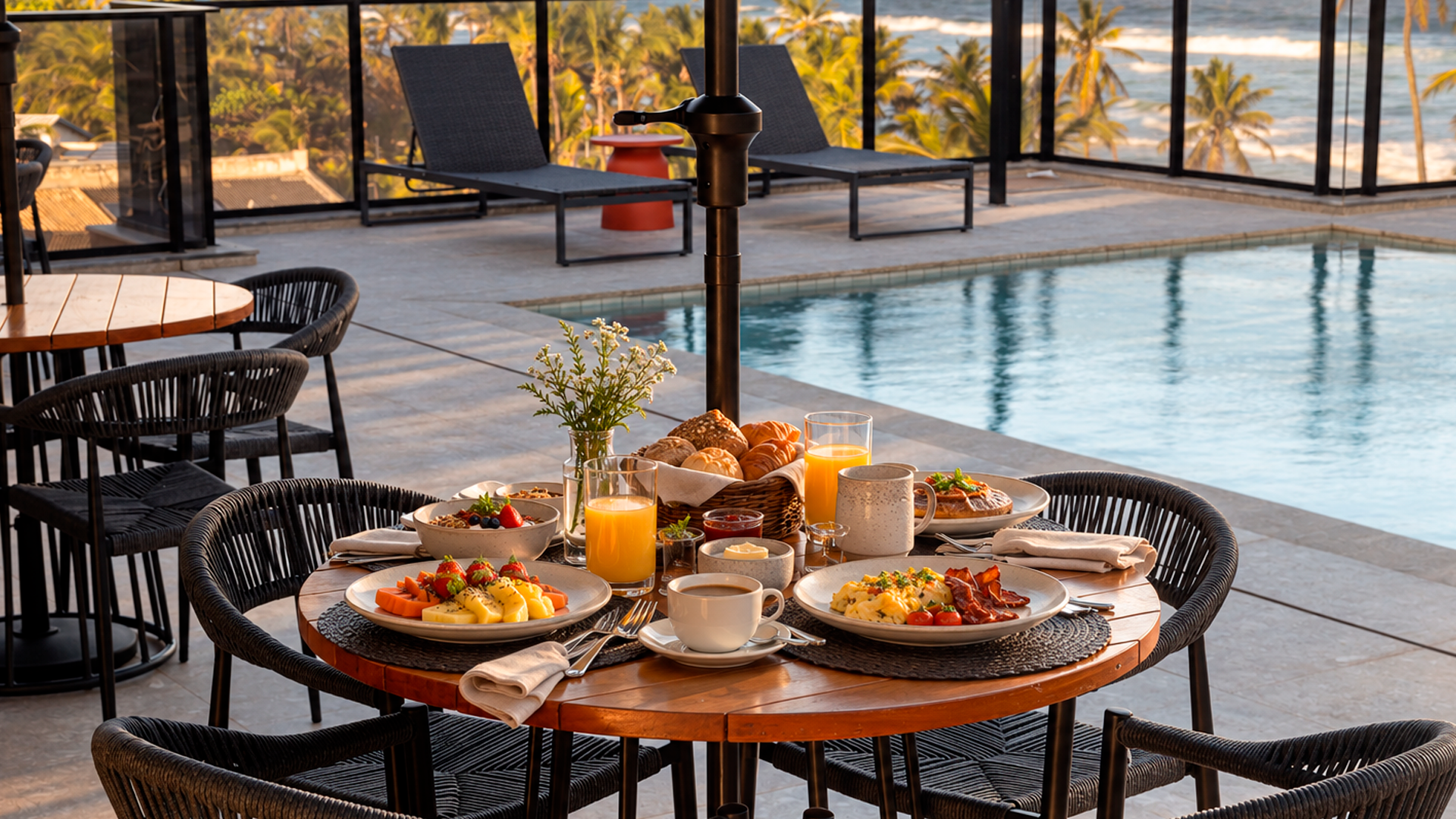 Gastronomia no Rooftop com vista para o mar