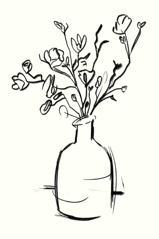 Ilustração decorativa de flores em um vaso