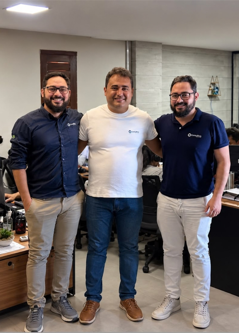 Adailson, Damião e Cosmo, sócios da Consultivo, no escritório em Fortaleza