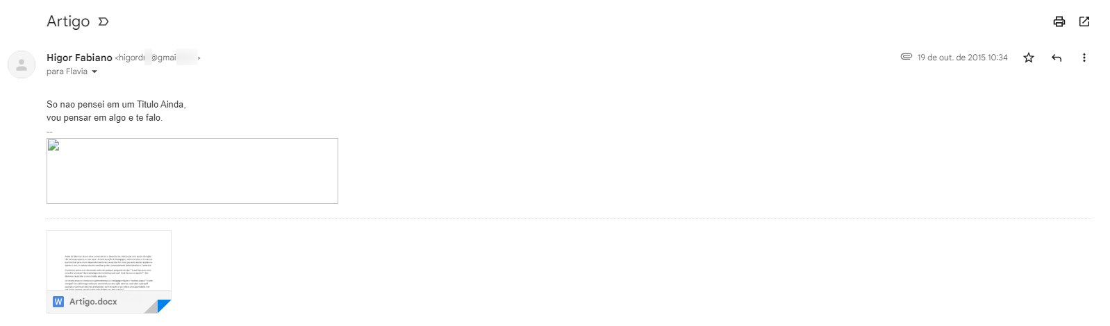 E-mail de 19 de outubro de 2015 com o arquivo Artigo.docx