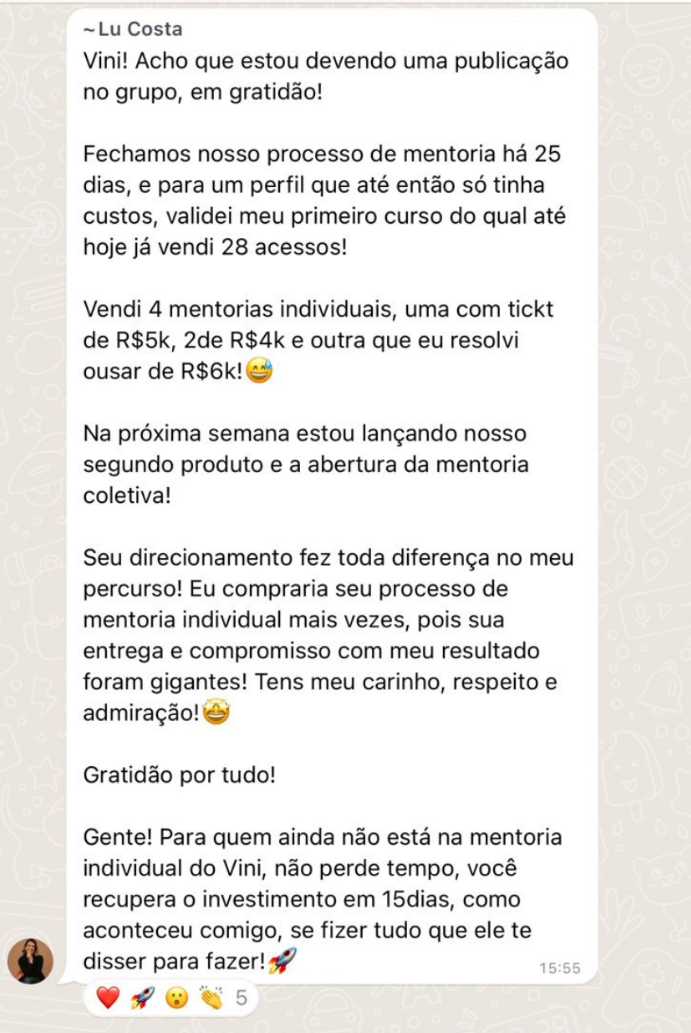 Depoimento de aluno do Funil de 1 Dia