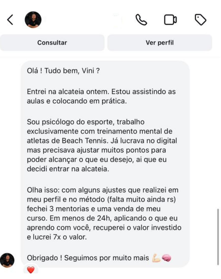 Depoimento de aluno do Funil de 1 Dia