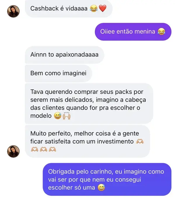 Mensagens: Ainnn to apaixonadaaaa, bem como imaginei. Tava querendo comprar seus packs por serem mais delicados