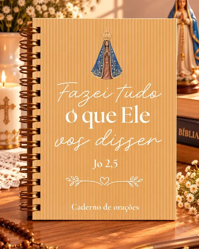 Caderno de Orações com a capa Fazei tudo o que Ele vos disser