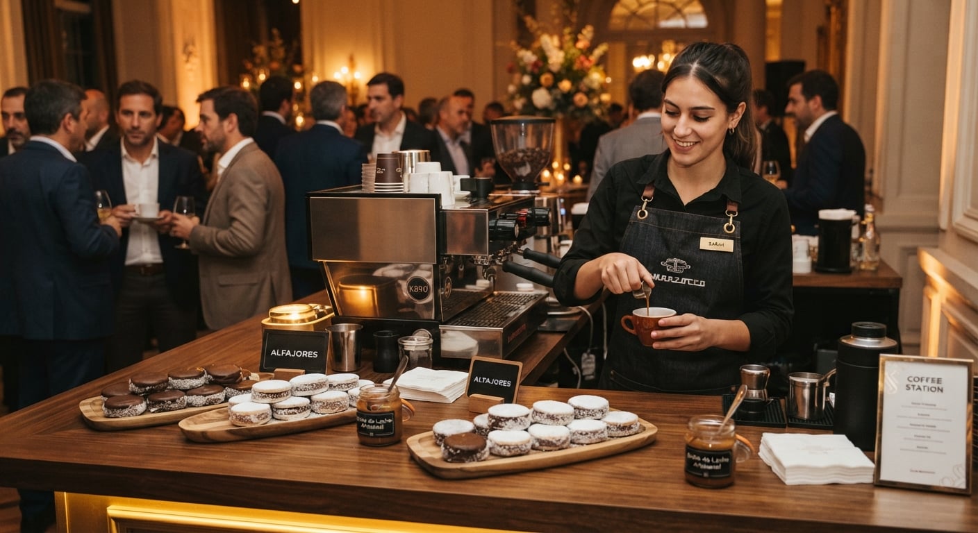 Barista servindo café em uma estação Havanna num evento