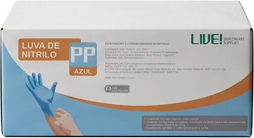 Caixa de Luva de Nitrilo Azul LIVE! Healthcare Supplies