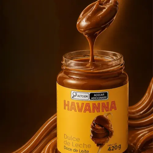 Pote de doce de leite Havanna com colher