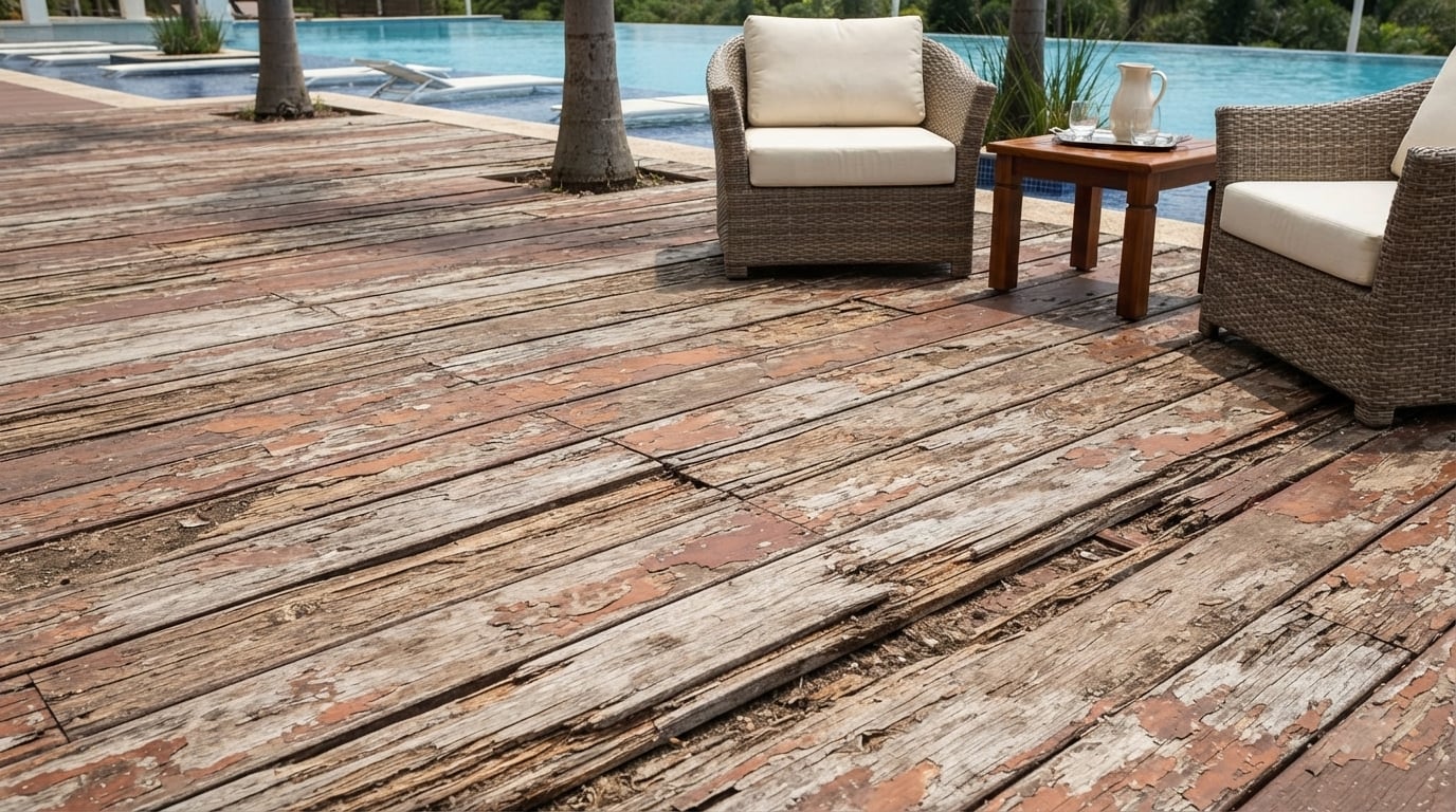 Deck de madeira natural antigo