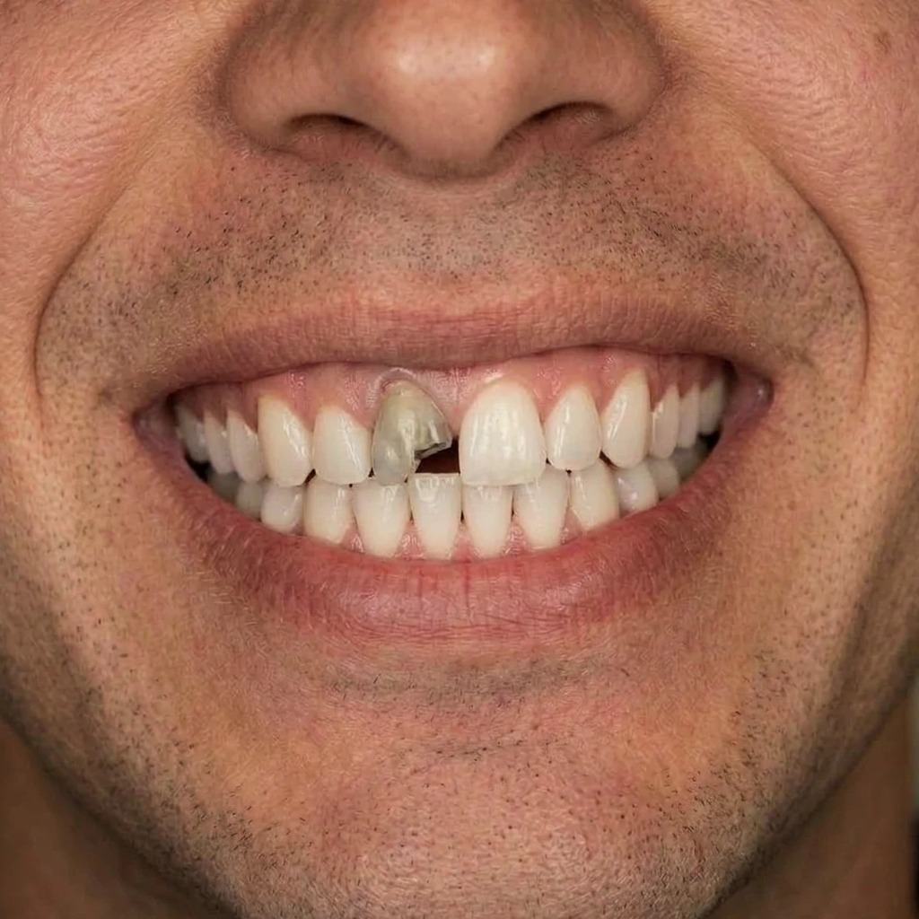 Sorriso antes do implante dentário
