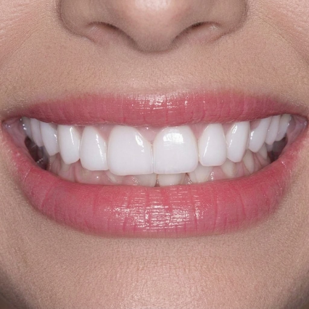 Sorriso depois das lentes de contato de porcelana