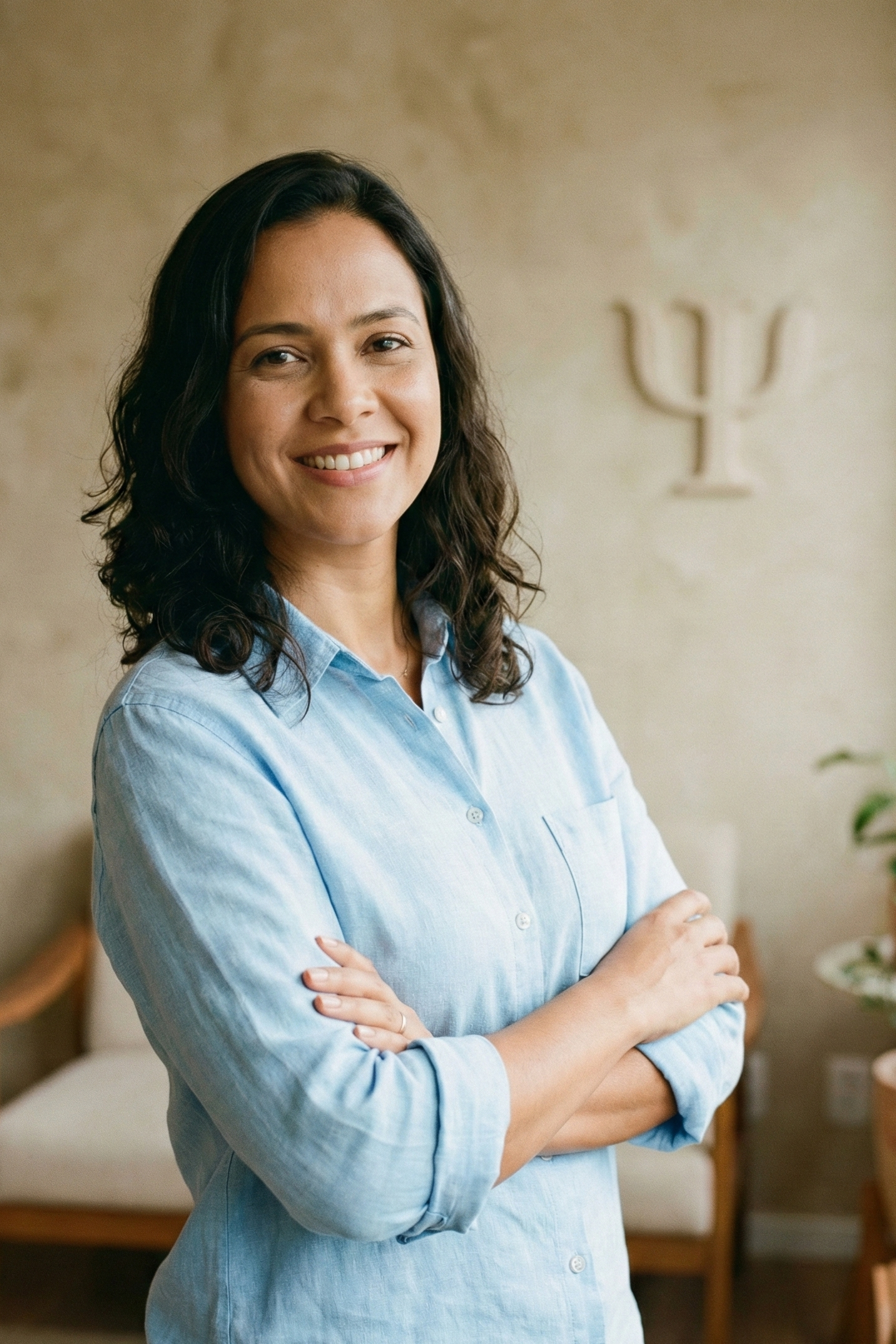 Mulher sorrindo em atendimento online pelo notebook