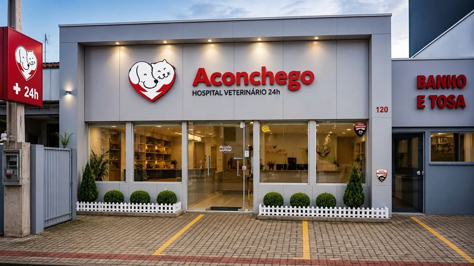 Fachada do Hospital Veterinário Aconchego, em Itajaí