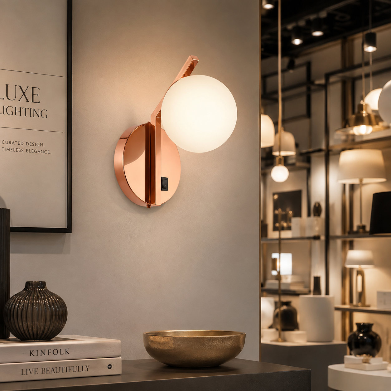 Arandela Metal Cobre aplicada em ambiente