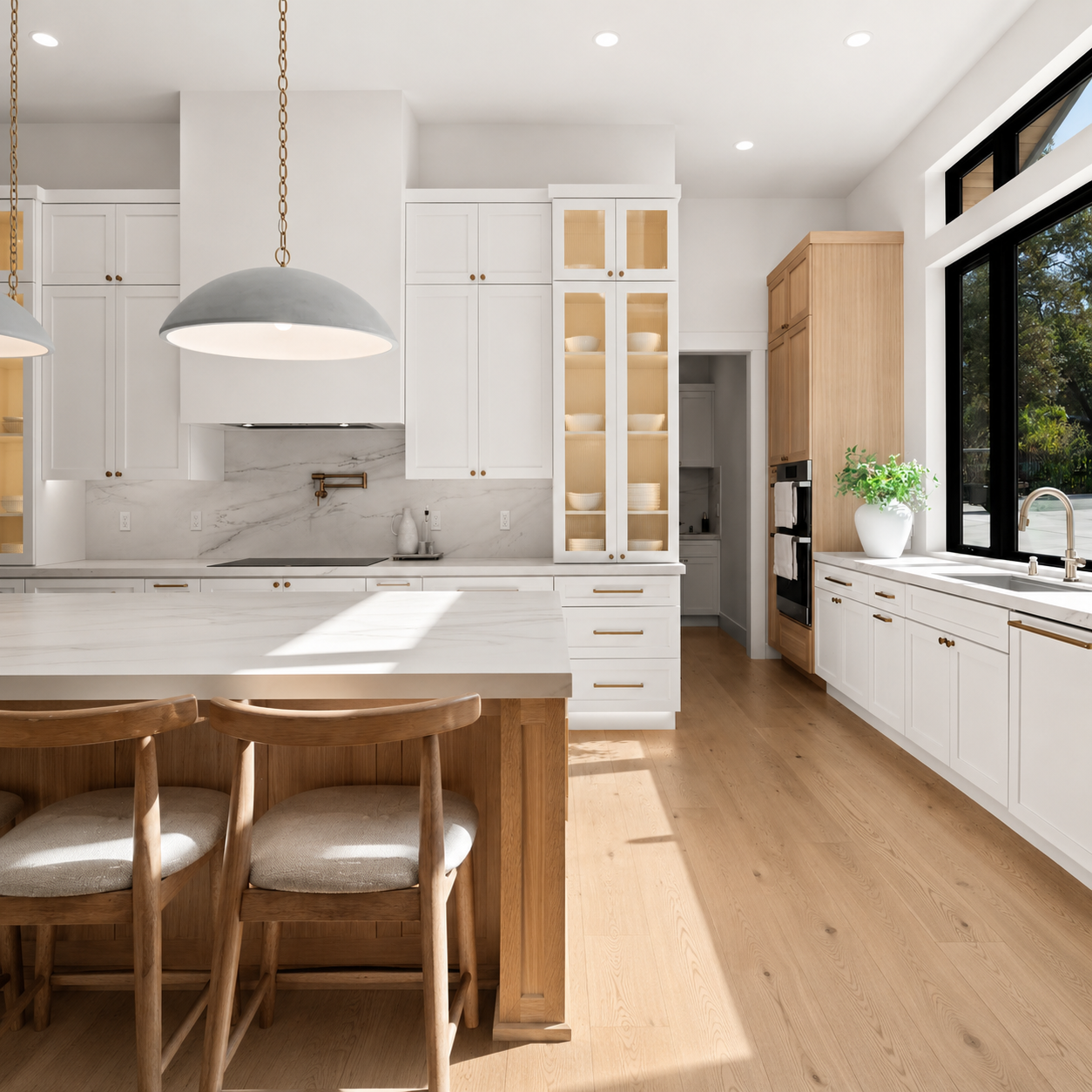 Cozinha com iluminação decorativa